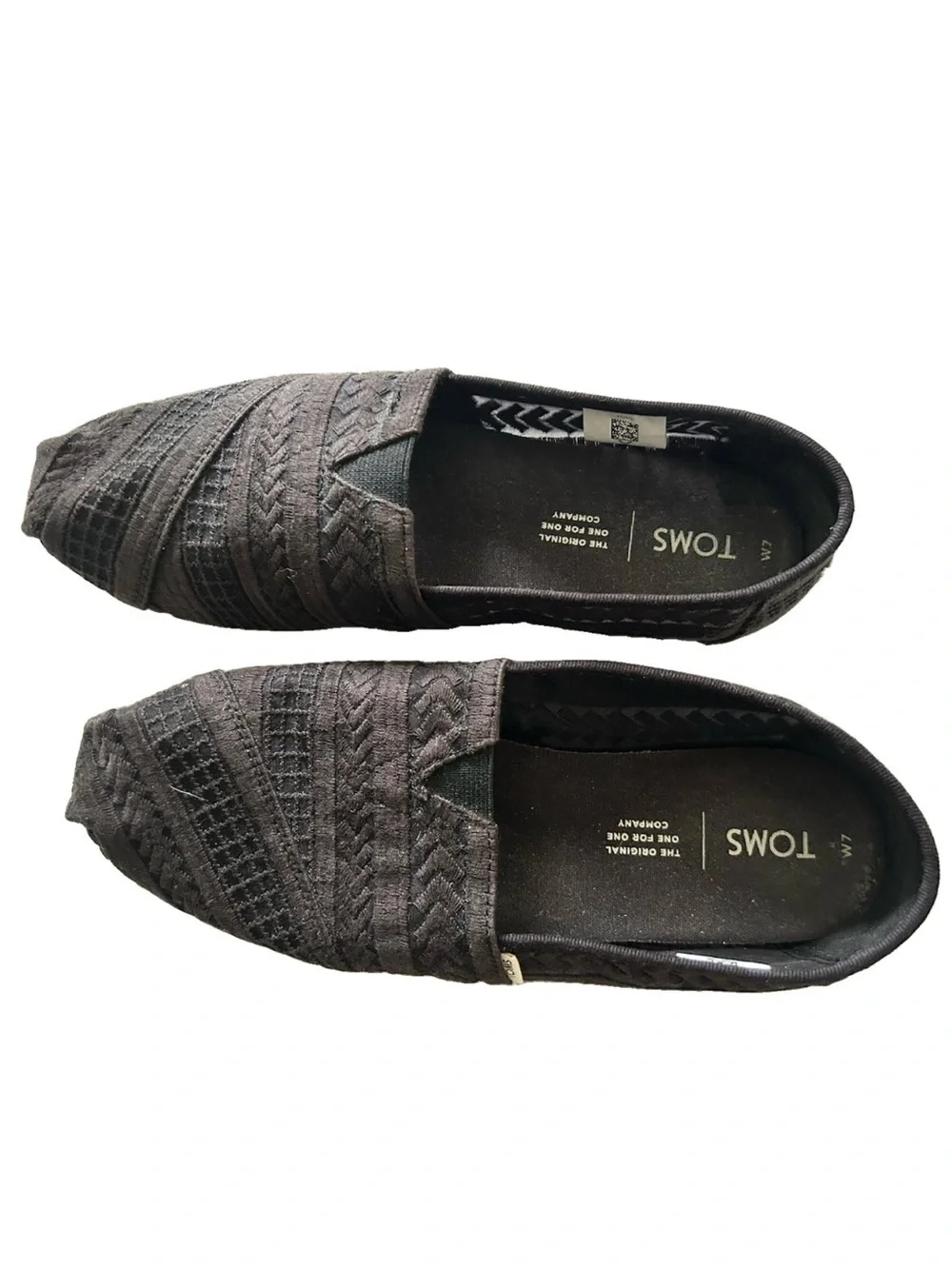 TOMS | Black Lace Alpargata Slip On Shoes Womens Size 7 Gray